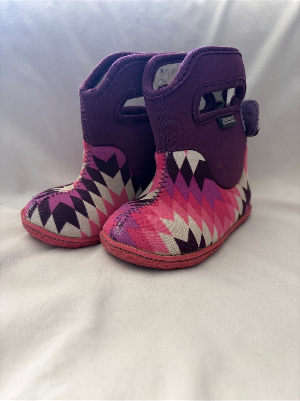 Bogs Kids Purple & Pink Geometric Pattern Rain Boots